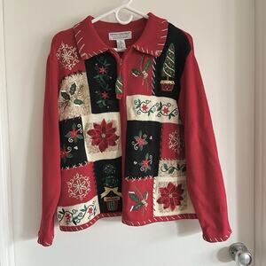 VTG NWT Women's Heirloom Collectibles Christmas Collection 2004 Ugly Sweater Red